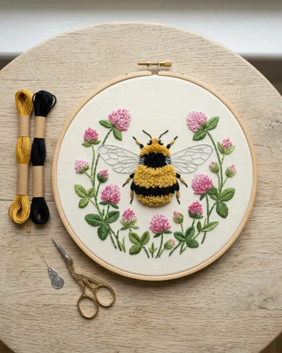 How to Embroider a Bee With a Fuzzy Body You Want to Touch