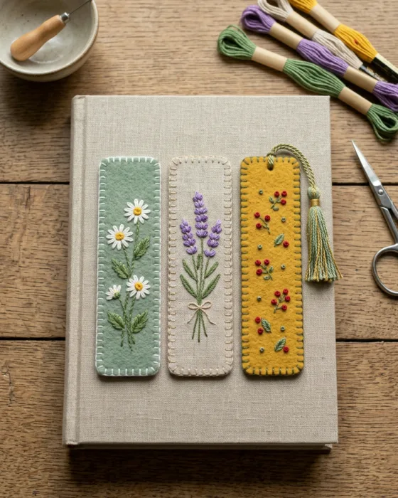 How to Embroider a Bookmark on Felt or Linen in One Evening