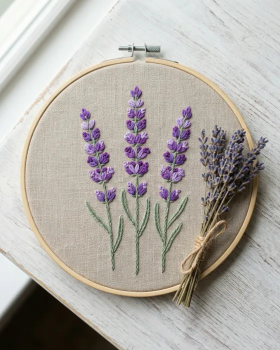 How to Embroider Lavender Sprigs in Ten Minutes Flat