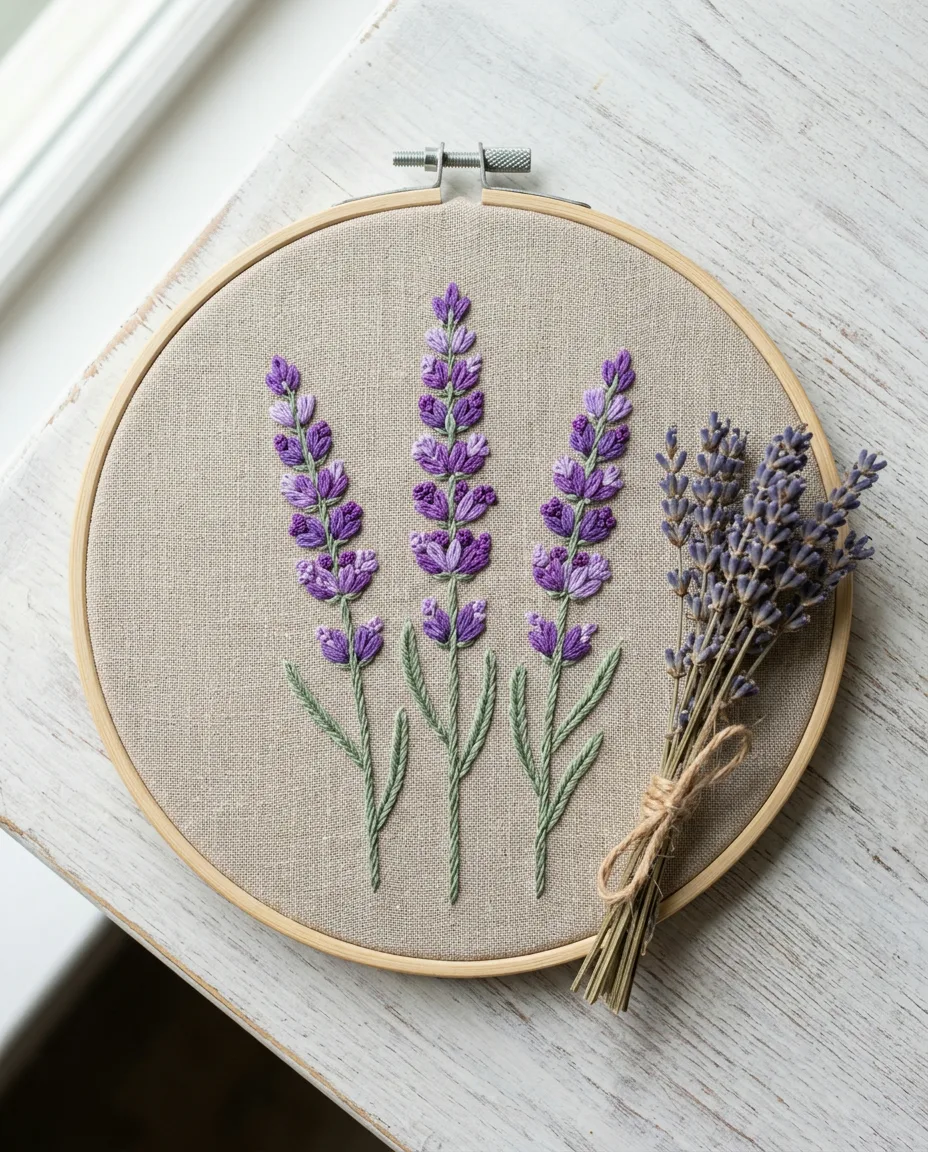 How to Embroider Lavender Sprigs in Ten Minutes Flat
